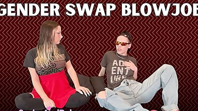 Gender Transformation - Gender Swap Blowjob Between Boyfriend and Girlfriend - MtF - Boy Becomes Girl - Gender Queer - Gender Bender - Transformed
