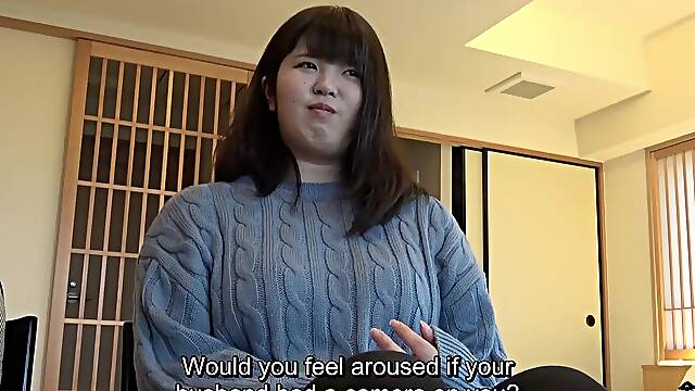 Perfectly voluptuous Japanese hotwife caught having sex by husband