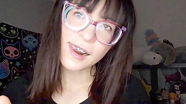 Sensual earlicking ASMR session with braces for a relaxing ear massage