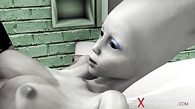 Female alien in a prison gets fucked hard by a hot dickgirl