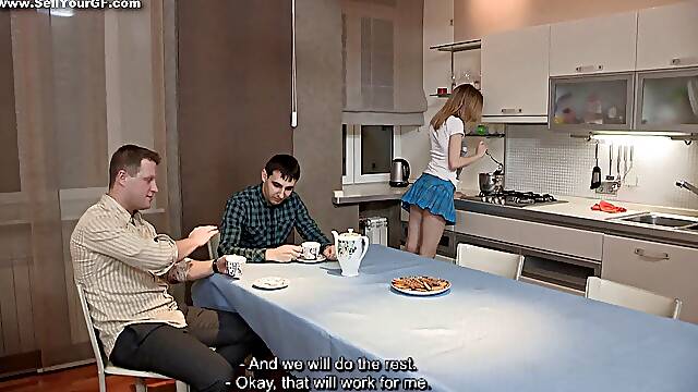 Sex dessert on a kitchen table