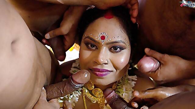 Desi Mallu New Married Wife Hardcore Gangbang Fuck with Her Four Husband's Friends Full Movie ( Hindi Audio )