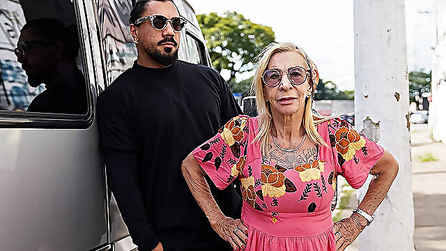 Tattooed 81 Year Old Granny Rough Fucked in My Driving Van