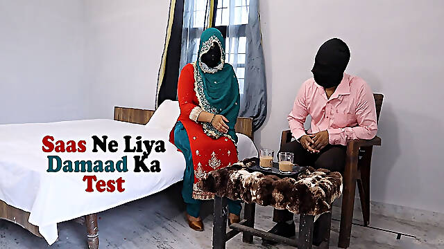Indian Saas Tests Her Future Damaad and Fucked with Him